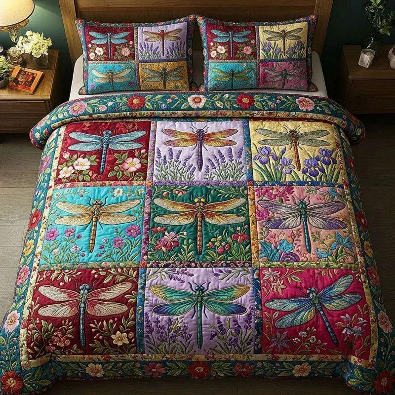 Dragonfly Symphony Bamboo Quilt Bedding Set