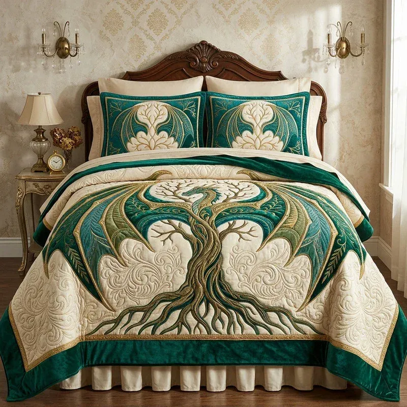 Emerald Crest Roots Bamboo Quilt Bedding Set