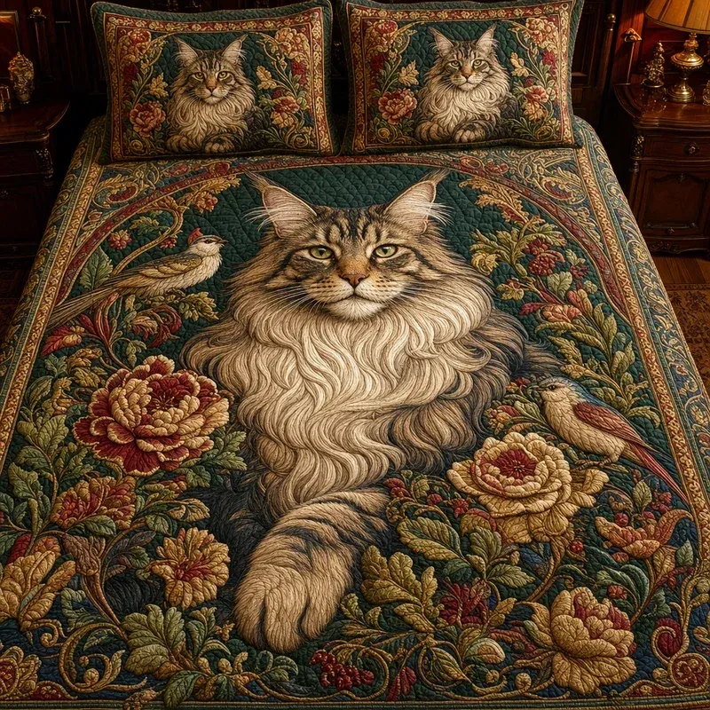 Enchanted Rose Coon Bamboo Quilt Bedding Set