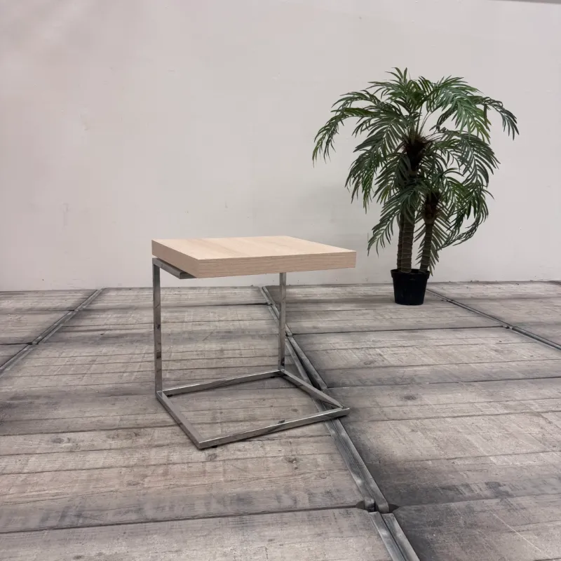 Nachttisch Eiche Furnier Holz Chrom Bauhaus-Stil Beistelltisch Tisch Gebraucht