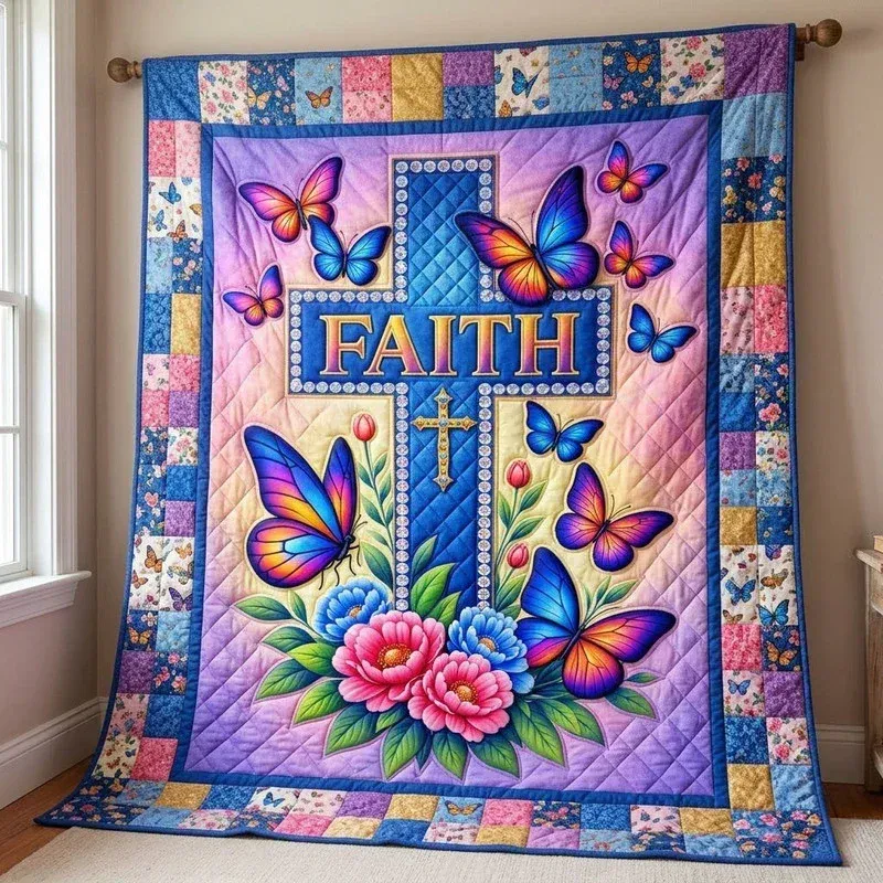 Faith And Flutter Bamboo Quilt Blanket