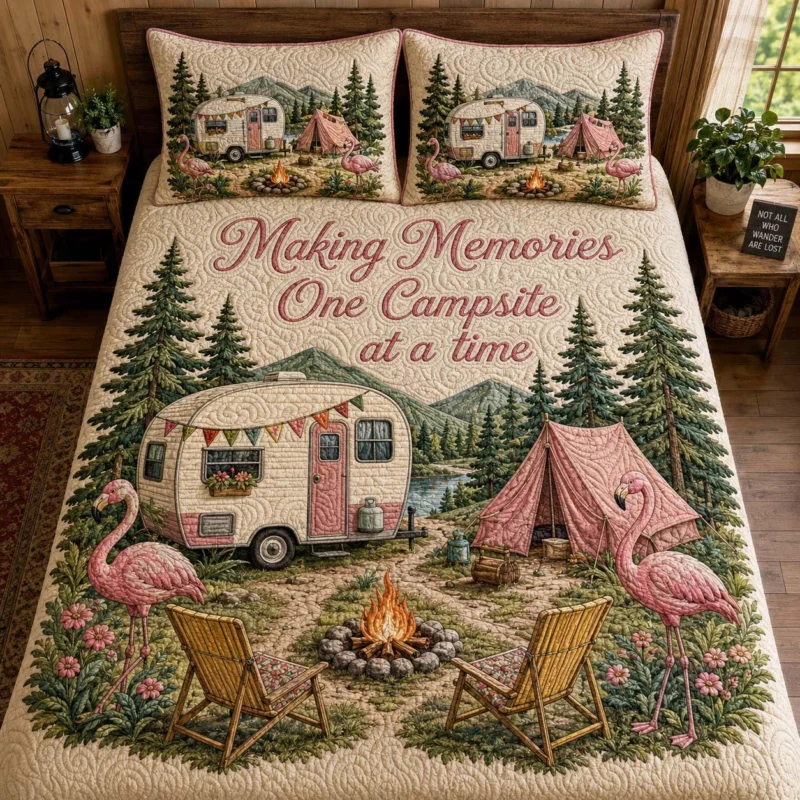 Flamingo Adventure Bamboo Quilt Bedding Set