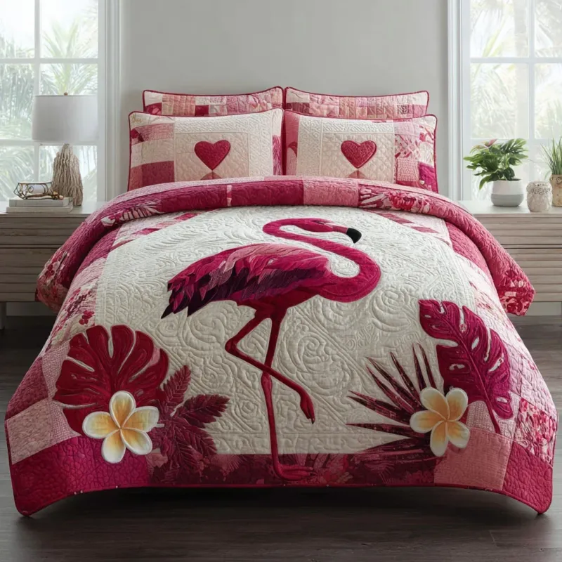 Flamingo Escape Bamboo Quilt Bedding Set