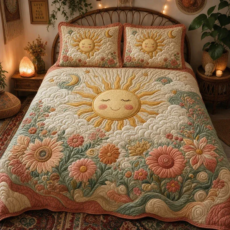 Flower Sunshine Bamboo Quilt Bedding Set