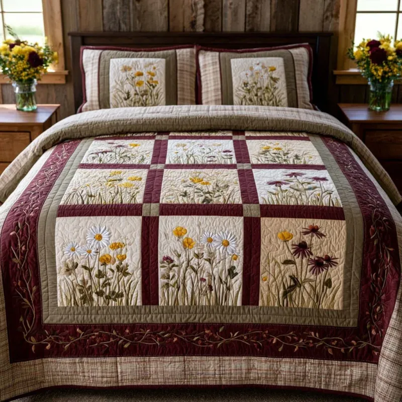 Flower Bliss Bamboo Quilt Bedding Set