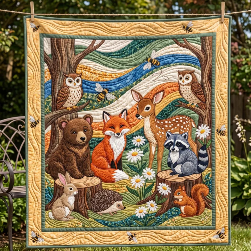 Forest Life Journey Bamboo Quilt Blanket