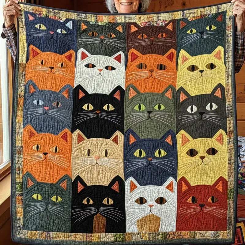 Funny Meow Bamboo Quilt Blanket
