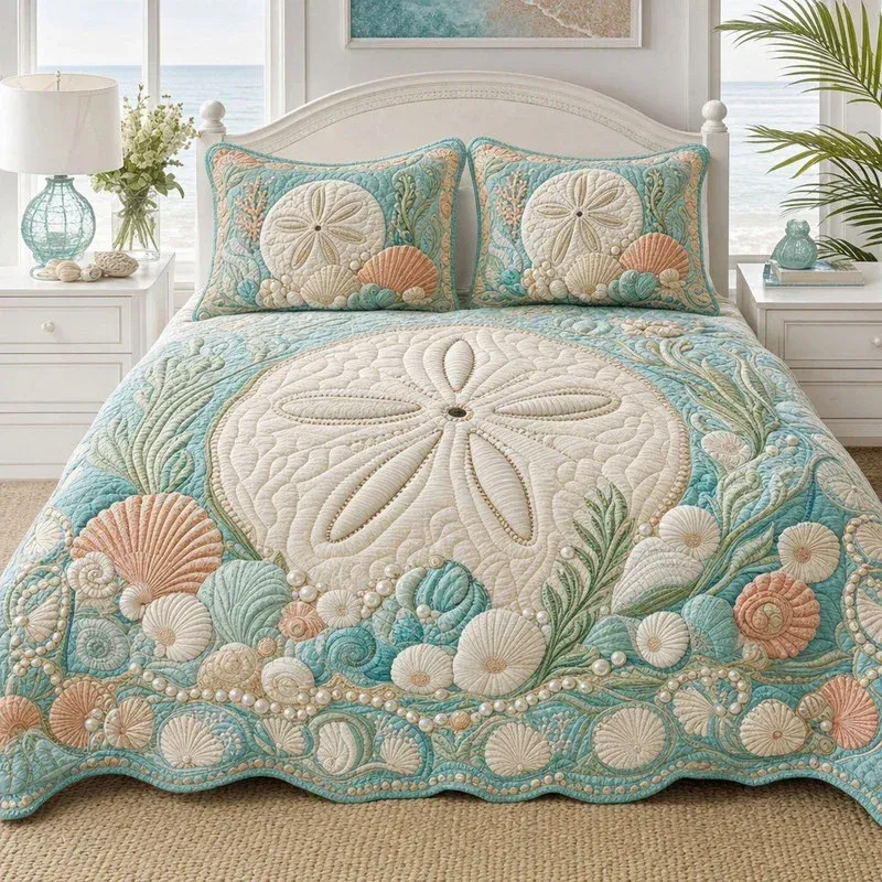Giant Sand Dollar Bamboo Quilt Bedding Set
