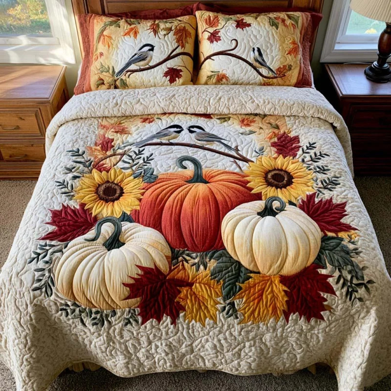 Golden Autumn Bamboo Quilt Bedding Set