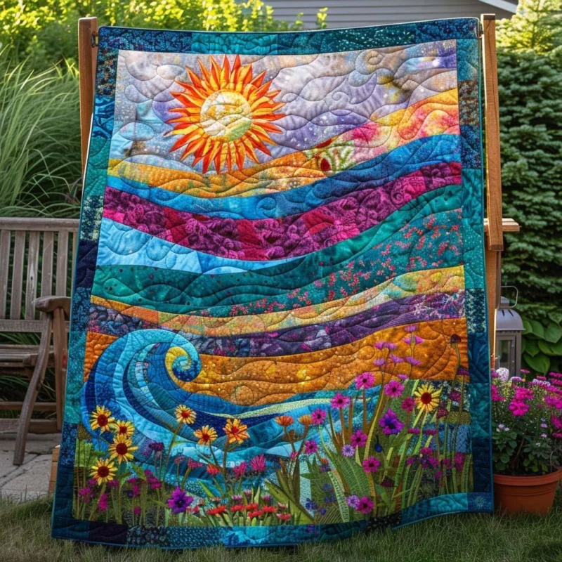 Golden Bloom Bamboo Quilt Blanket