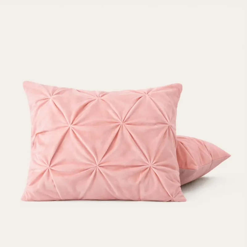 Set van 2 Old Pink Grand Fold Velvet kussenslopen met zachte velvet bovenzijde en gladde onderzijde