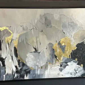 Gold Leaf Abstract Wall Art with Floating Frame