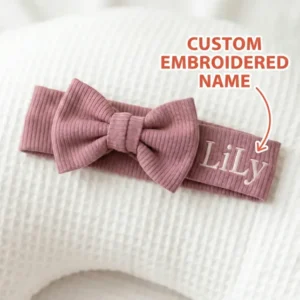Custom Name Embroidered Ribbed Bamboo Headband