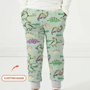 Custom Name Mardi Gras Saurus Bamboo Jogger