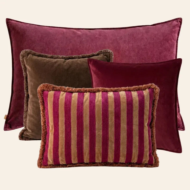Kotabo sierkussenset Lana – Set van 4 kussens – Magical Mauve & Chocolate Chic