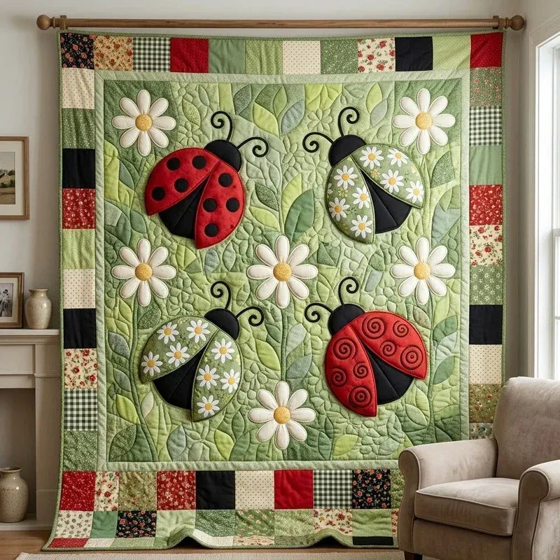 Ladybug Garden Classic Bamboo Quilt Blanket