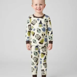 Halloween Face Bamboo Two Piece Long Sleeve Pajama Set