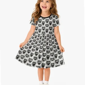 Halloween Monster Cats Bamboo Twirl Dress