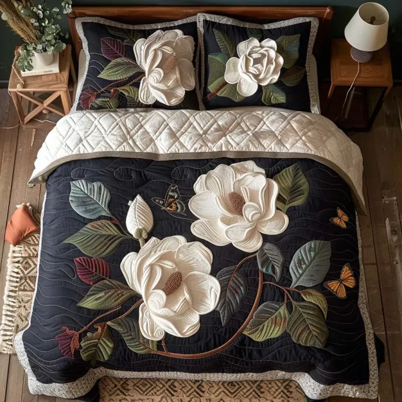 Magnolia Bloom Bamboo Quilt Bedding Set