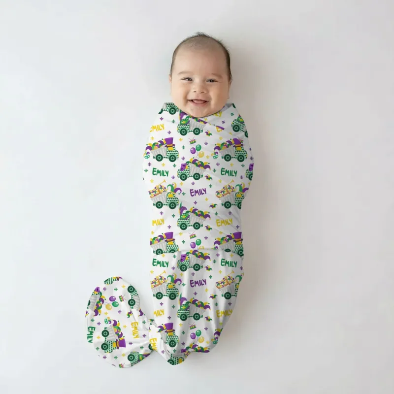 Mardi Gras Trucks Bamboo Swaddle Blanket