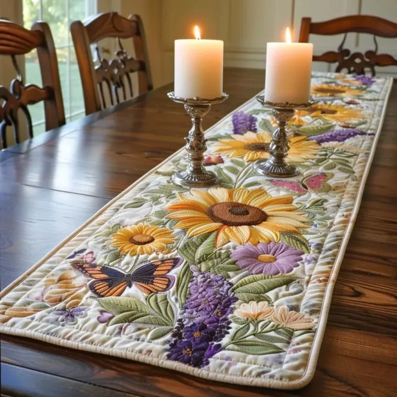 Natural Flower Harmony Quilt Table Runner