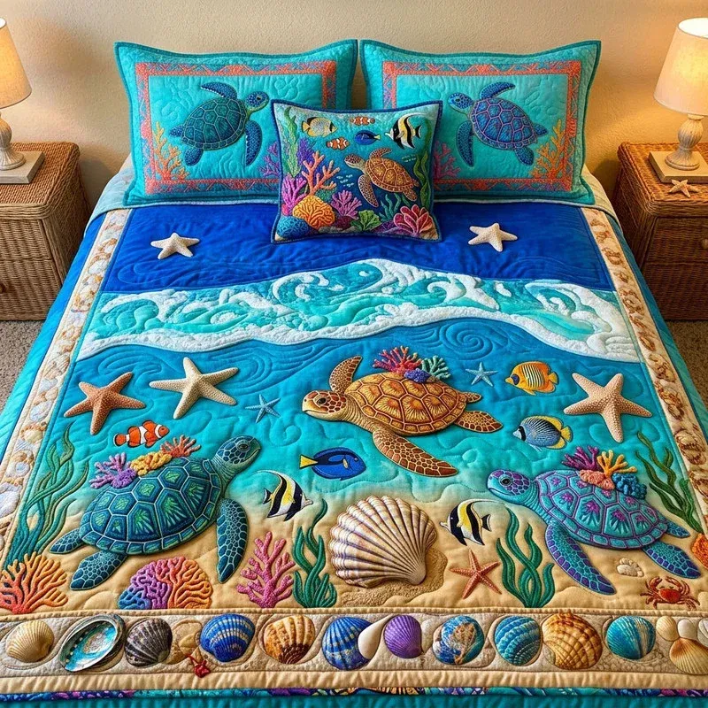 Neon Reef Bamboo Quilt Bedding Set