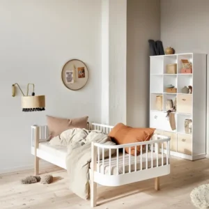 Lit Banquette Wood Original, Blanc/Chêne OLIVER FURNITURE