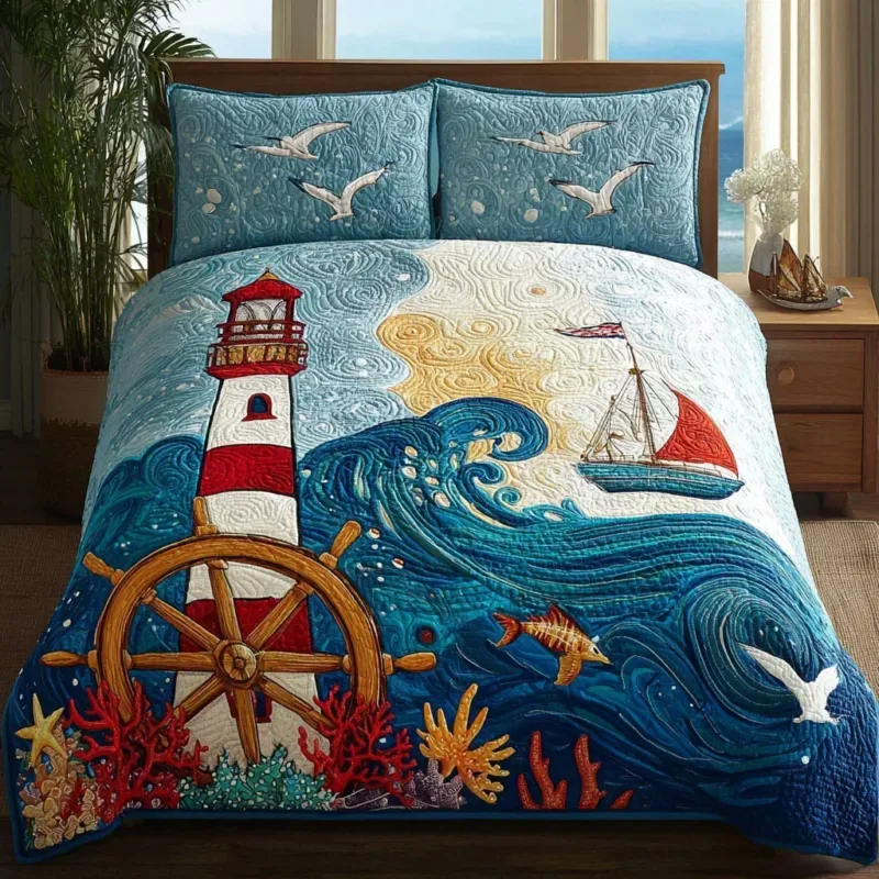 Ocean Beacon Bamboo Quilt Bedding Set