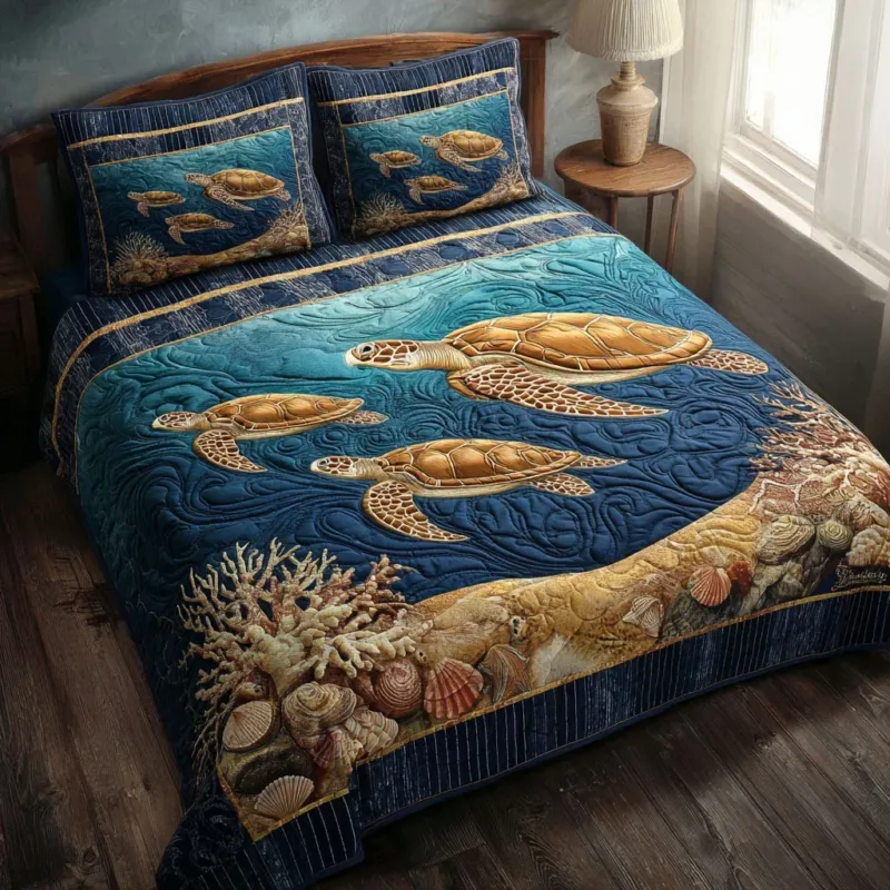 Ocean Path Bamboo Quilt Bedding Set