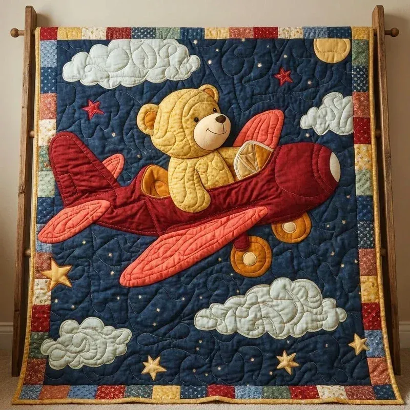 Pilot Bear Bamboo Quilt Blanket