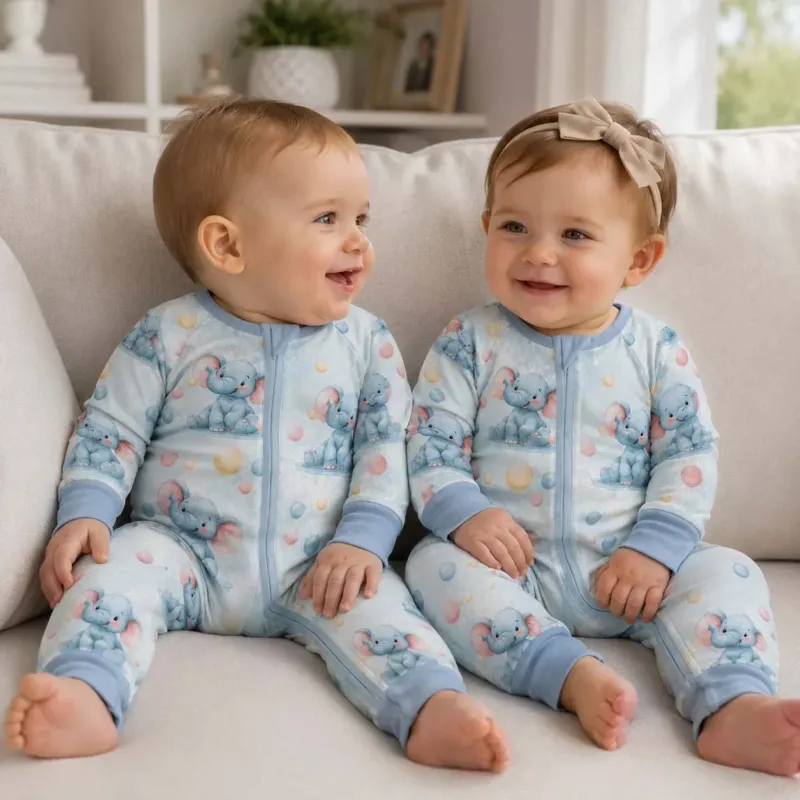 Playful Elephant Bubbles Bamboo Convertible Zippy