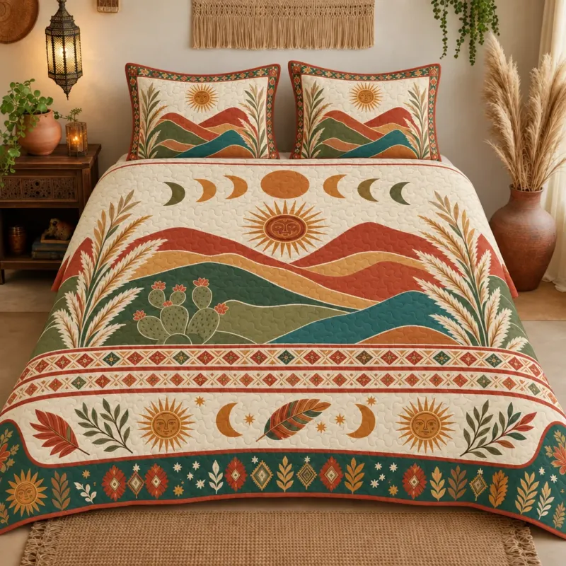 Boho Sandscapes Bamboo Quilt Bedding Set
