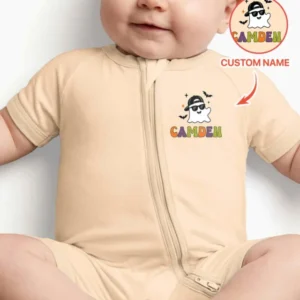Personalized One Spooky Dude Baby Bamboo Shorty Zippy