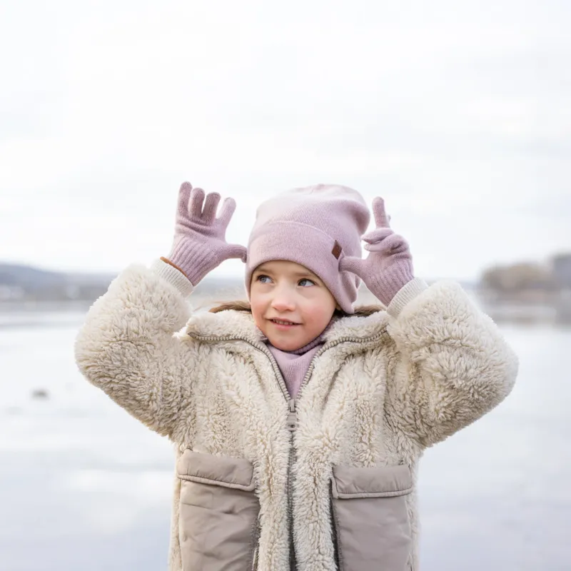 Kids Knitted Beanie & Gloves 2-Piece Set