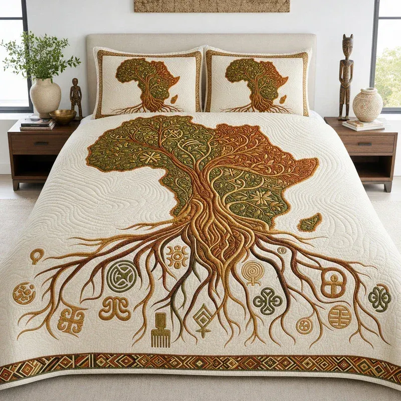 Sacred Tree Map Bamboo Quilt Bedding Set