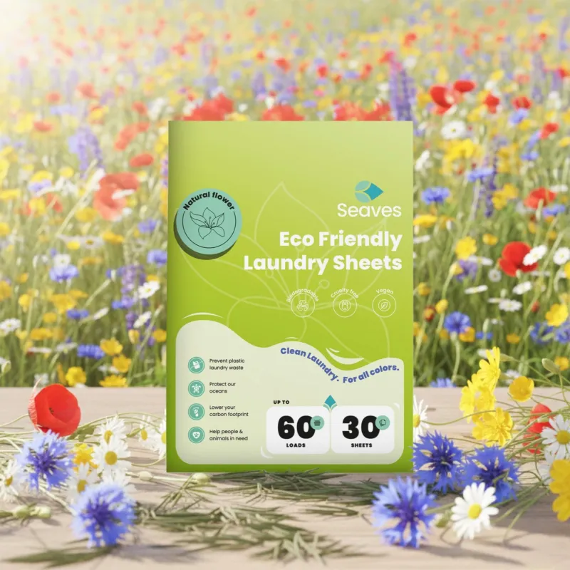 Seaves Natural Flowers wasbundel met 5 pakjes wasstrips voor 1 jaar frisse, plasticvrije wasbeurten