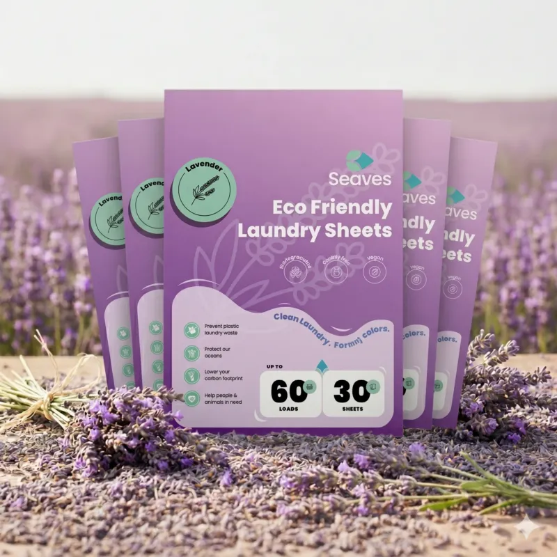 Seaves Wasbundel Lavendel 1 jaar wassen met 5 verpakkingen wasstrips voor 300 wasbeurten