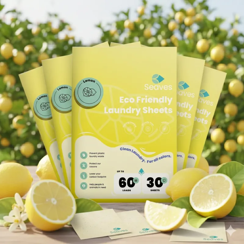 Seaves Lemon Wasbundel 5-pack with 150 eco-friendly lemon-scented laundry strips for 1 year of washing