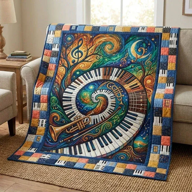 Spiral Key Symphony Bamboo Quilt Blanket