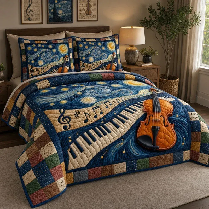 Starry Melody Bamboo Quilt Bedding Set