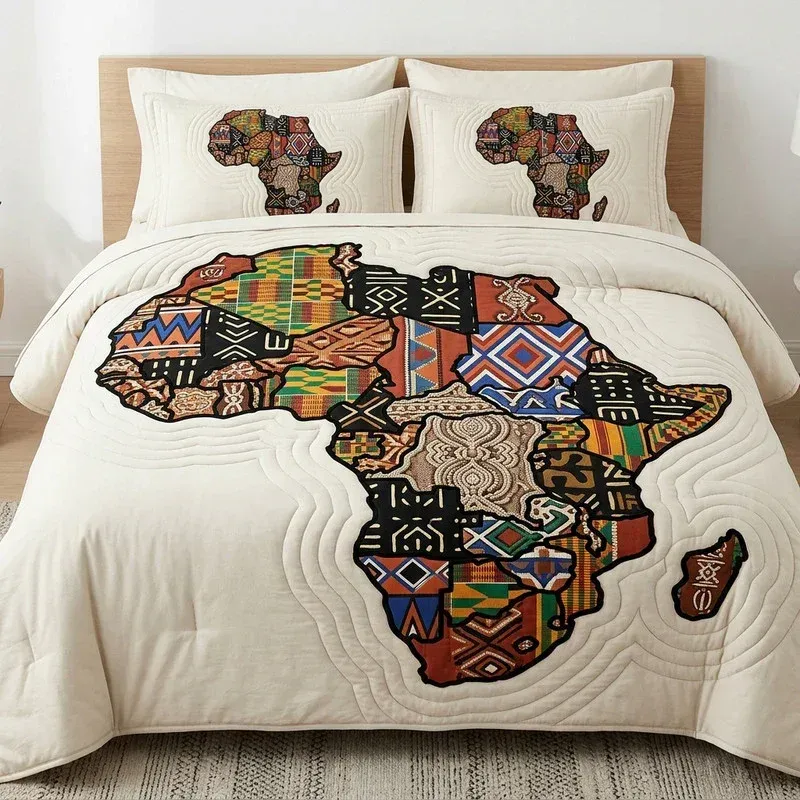 Stitched Motherland Bamboo Quilt Bedding Set