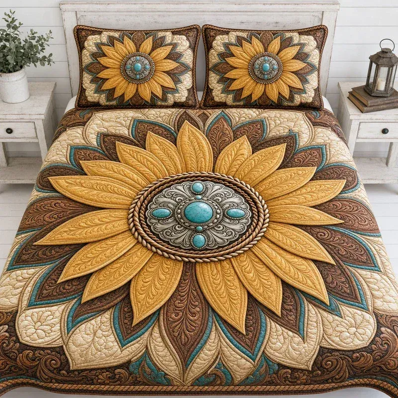 Sunflower Cowboy Bamboo Quilt Bedding Set