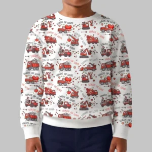 Construction Trucks Loads of Love Bamboo Crewneck Sweatshirt