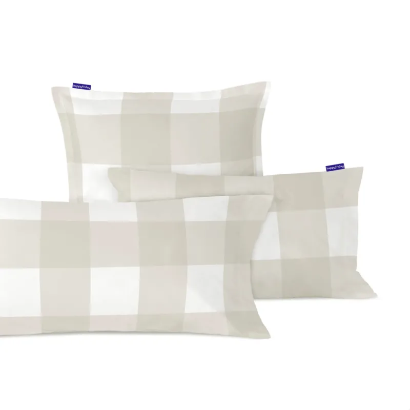 Gingham Funda de almohada Beige