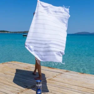 Quick-Dry Cotton Towel – Lightweight Beach & Travel Towel – White – Ipanema