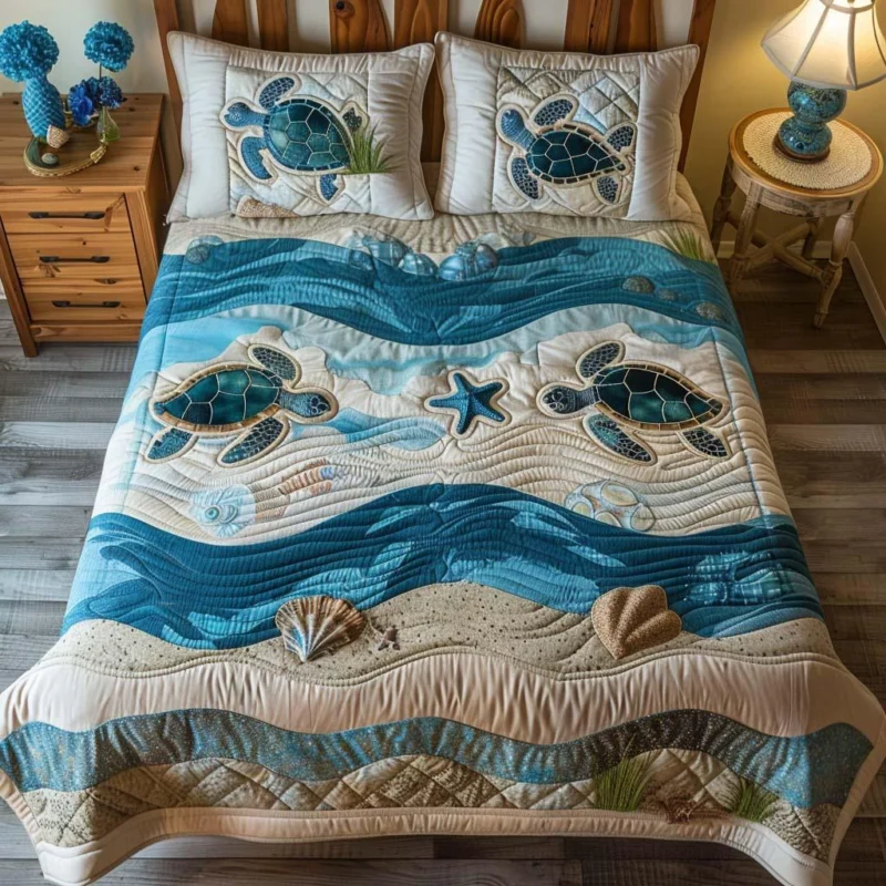 Turtle Cove Bamboo Quilt Bedding Set