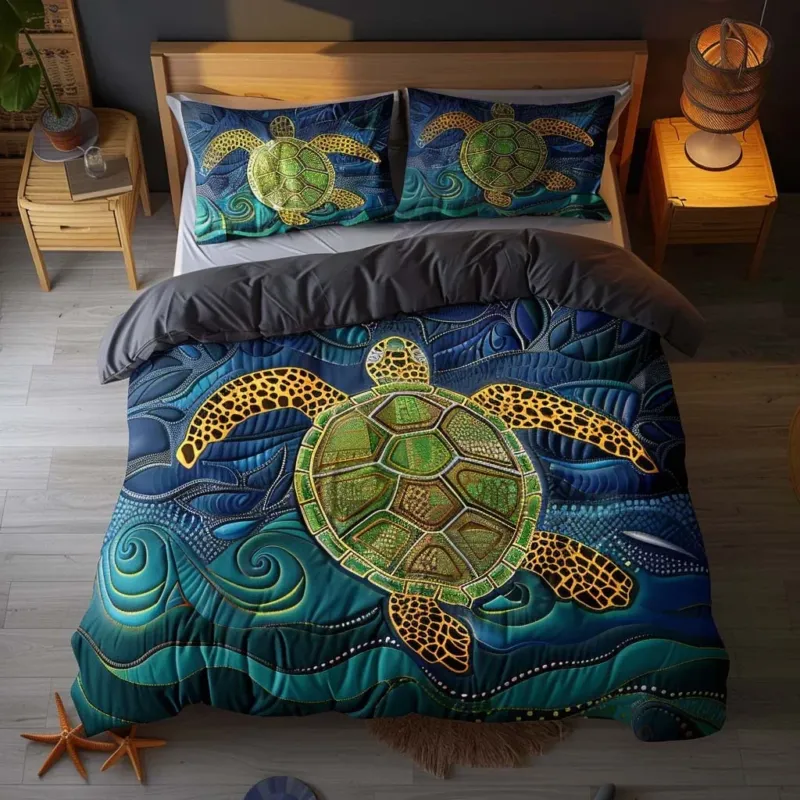 Turtle Wonder Bamboo Quilt Bedding Set
