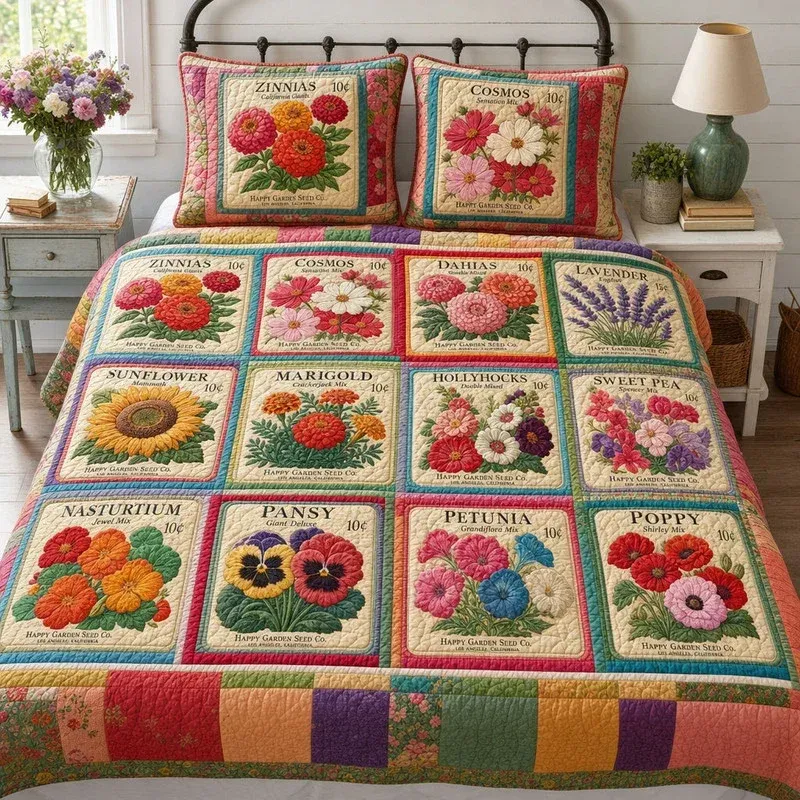 Vibrant Flora Bamboo Quilt Bedding Set