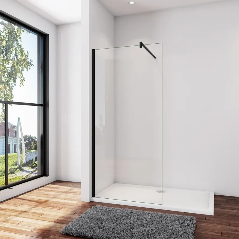 Duschabtrennung Duschwand 90 x 200 cm 8mm NANO Glas Stabistange 140 cm Sicherheitsglas Duschhaus