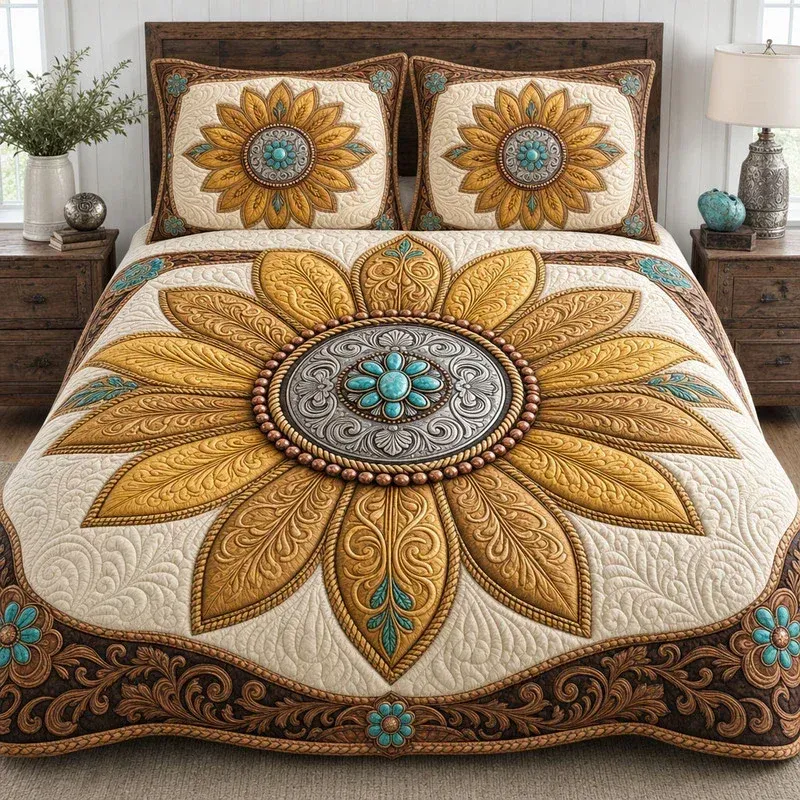 Western Solstice Sunflower Bamboo Quilt Bedding Set